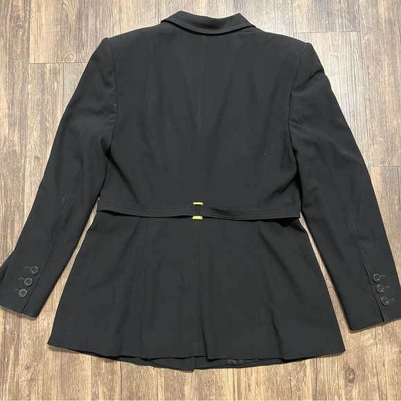 Escada Margarethe Ley Wool Fitted Belted Black Blazer Evening Jacket Party Vtg M - Picture 13 of 15